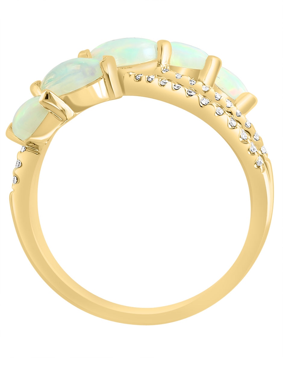 Anillo 14 k de oro diamante y ópalo etíope brillante 4