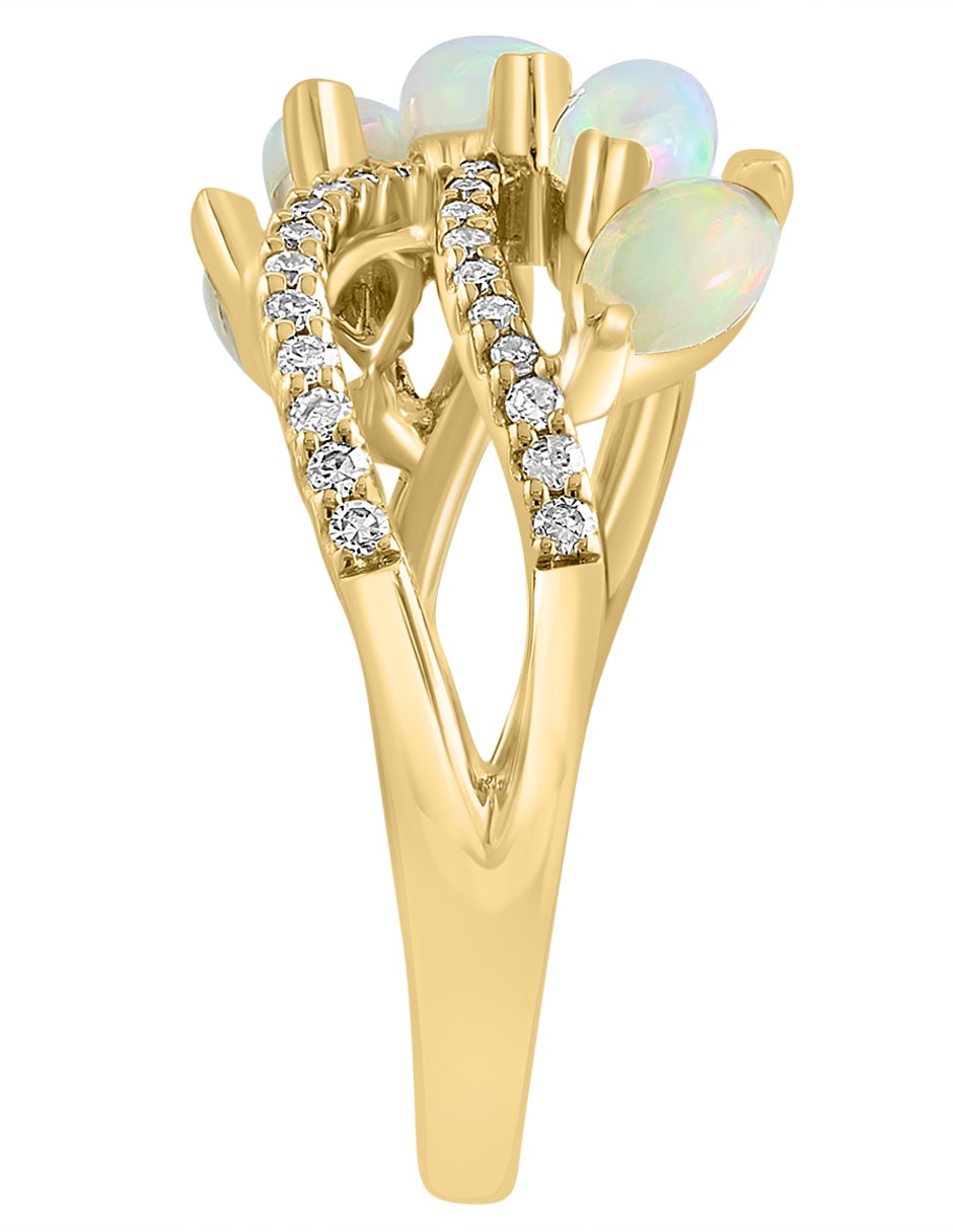 Anillo 14 k de oro diamante y ópalo etíope brillante 3
