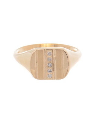 Anillo cuadrada 14 k de oro diamante pulido Anillo cuadrada 14 k de oro diamante pulido