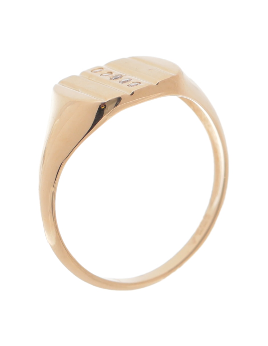 Anillo cuadrada 14 k de oro diamante pulido 3