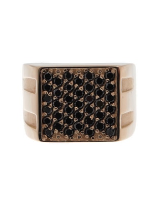 Anillo cuadrada 14 k de oro diamante negro pulido Anillo cuadrada 14 k de oro diamante negro pulido