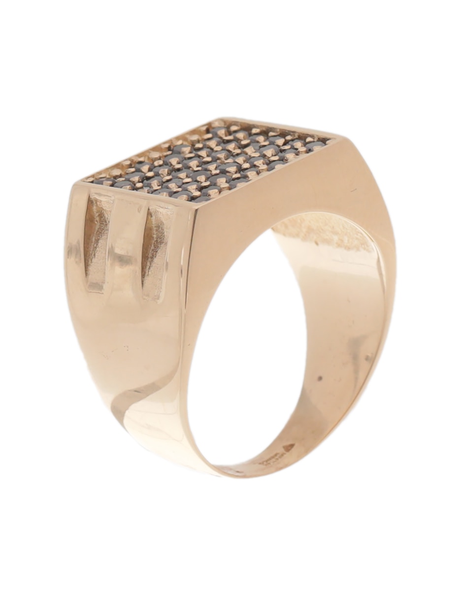 Anillo cuadrada 14 k de oro diamante negro pulido 3