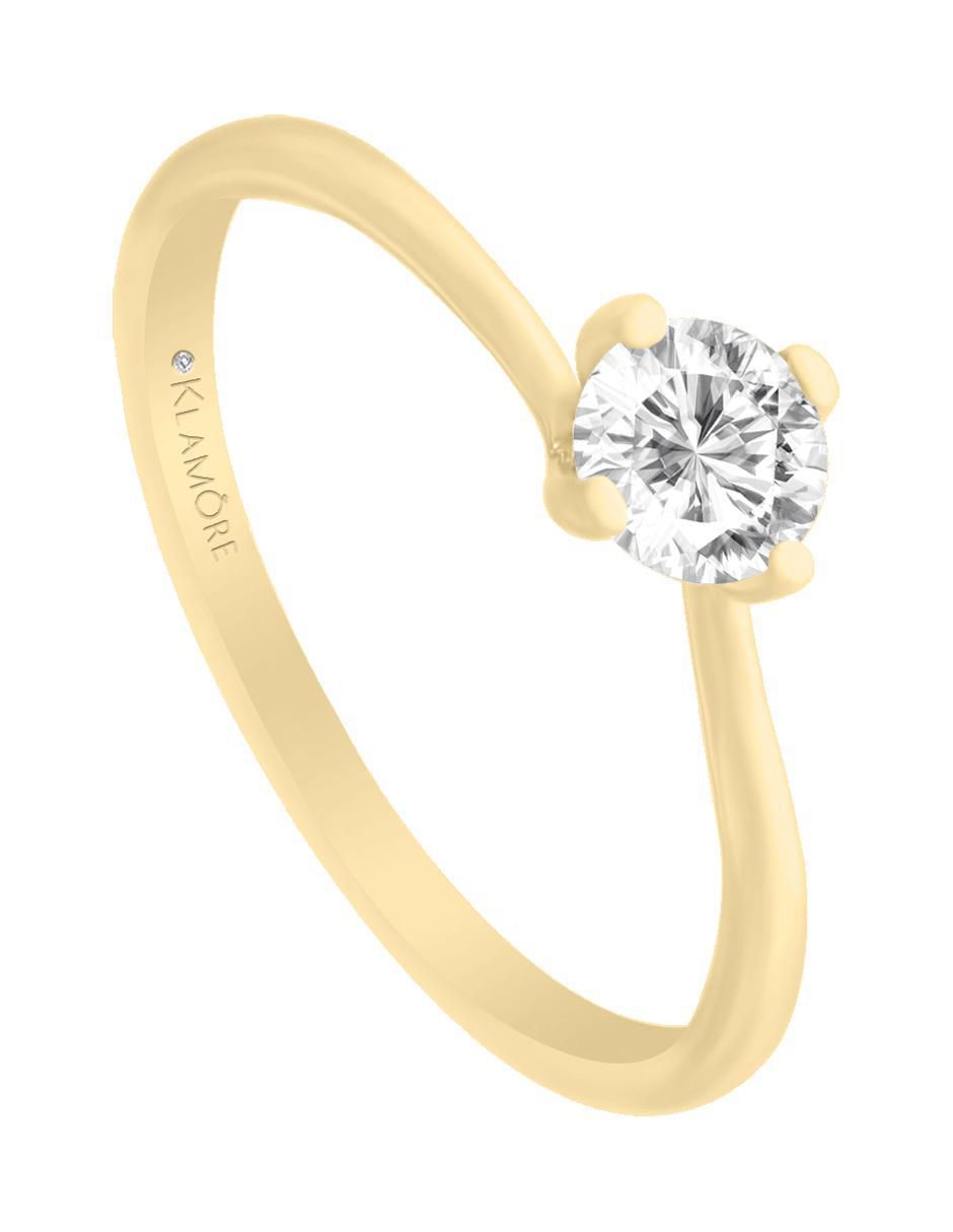 Solitario 14 k Rose diamante 5