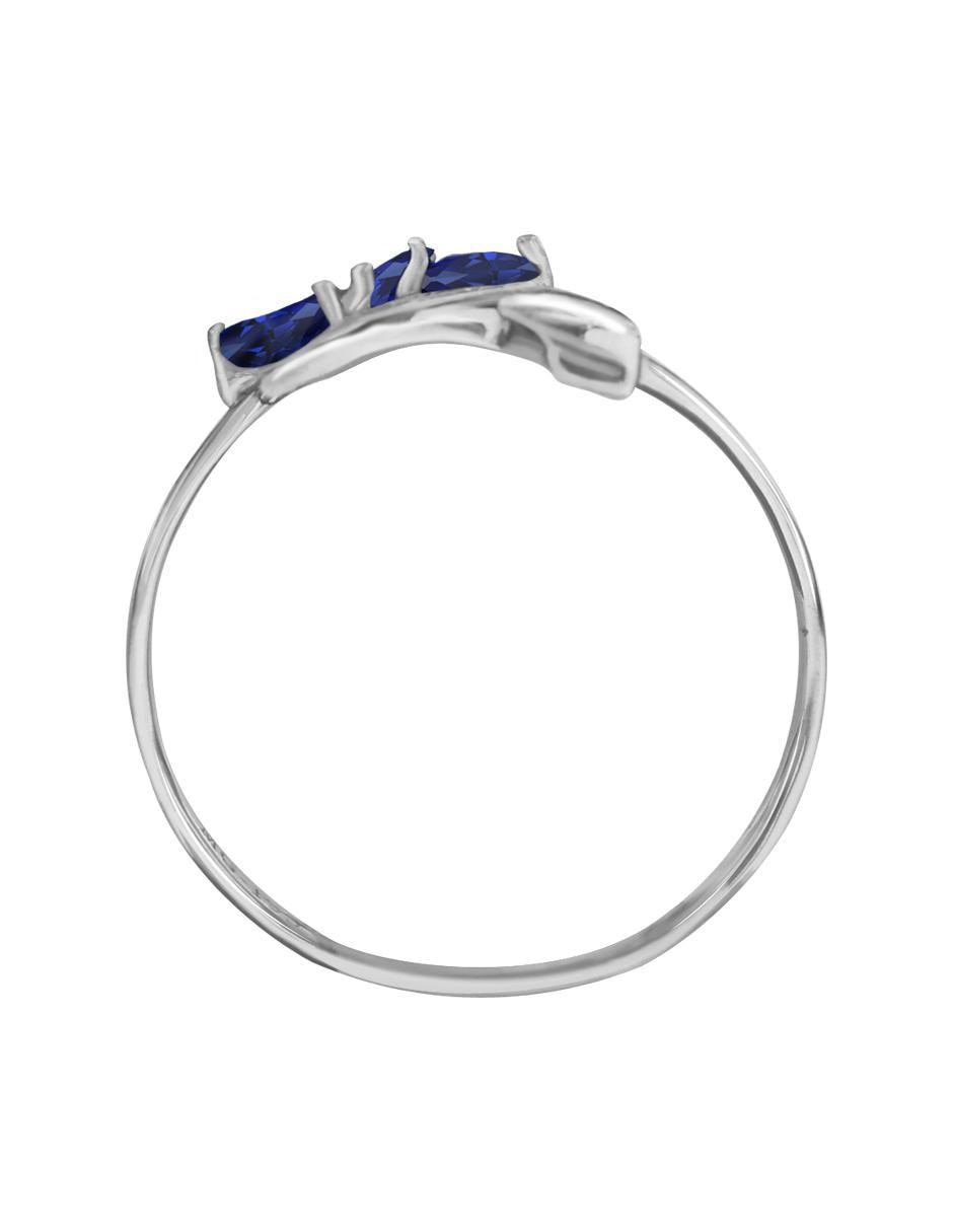 Anillo redondo Praga 14 k de oro zafiro y diamante brillante 4