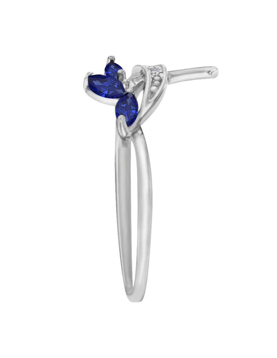 Anillo redondo Praga 14 k de oro zafiro y diamante brillante 3