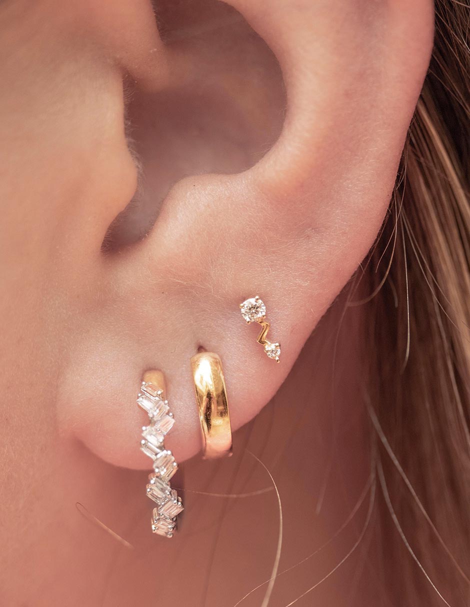 Piercing de oro amarillo 14 K con acabado espejo diamante 3