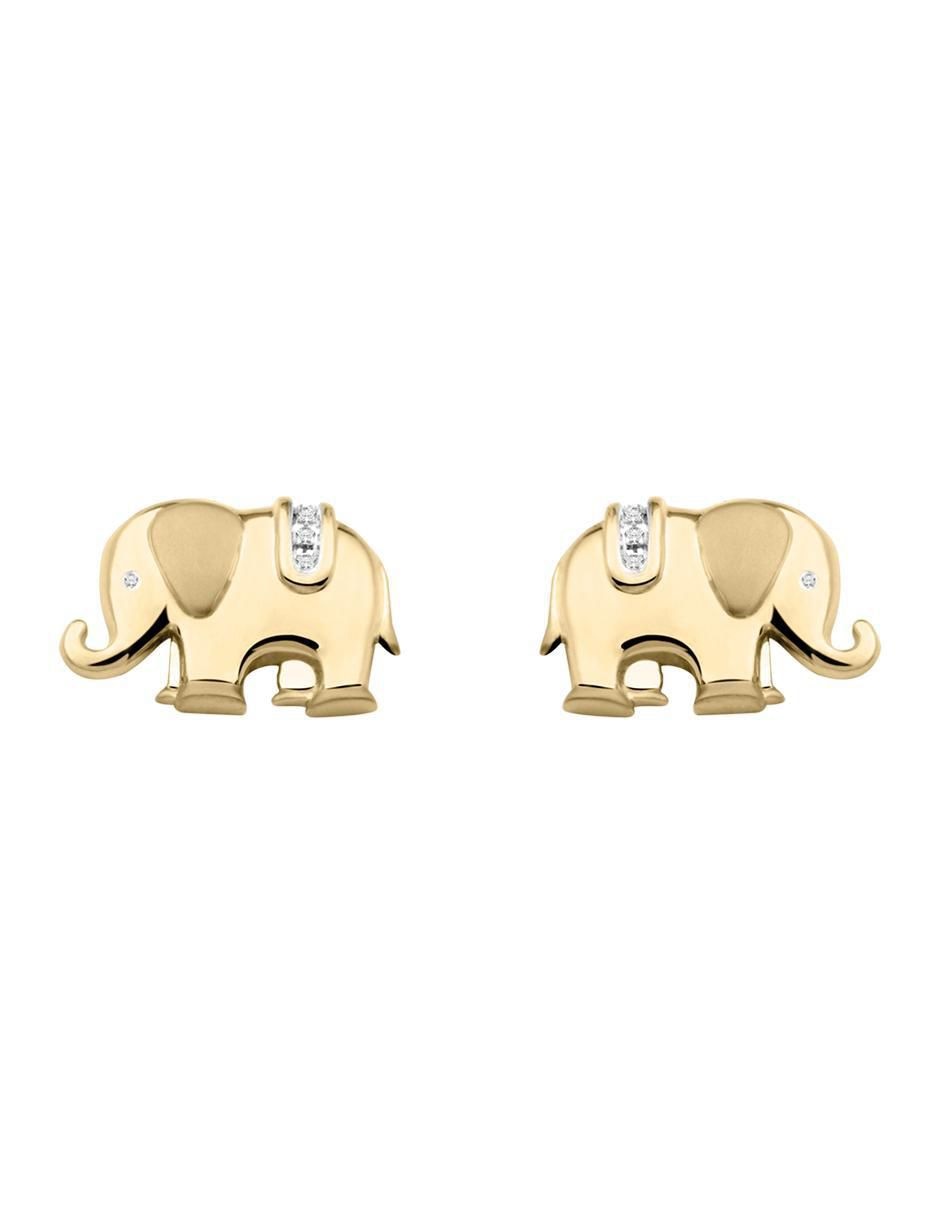 Aretes de oro amarillo 14 K con acabado brillante diamante