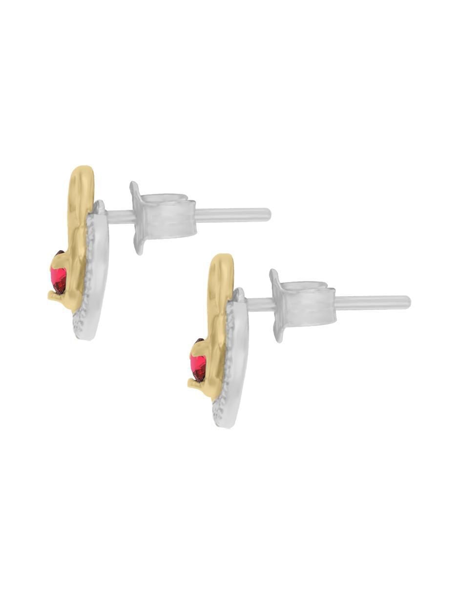 Aretes de corazón de oro amarillo 14 K con acabado brillante diamante 2
