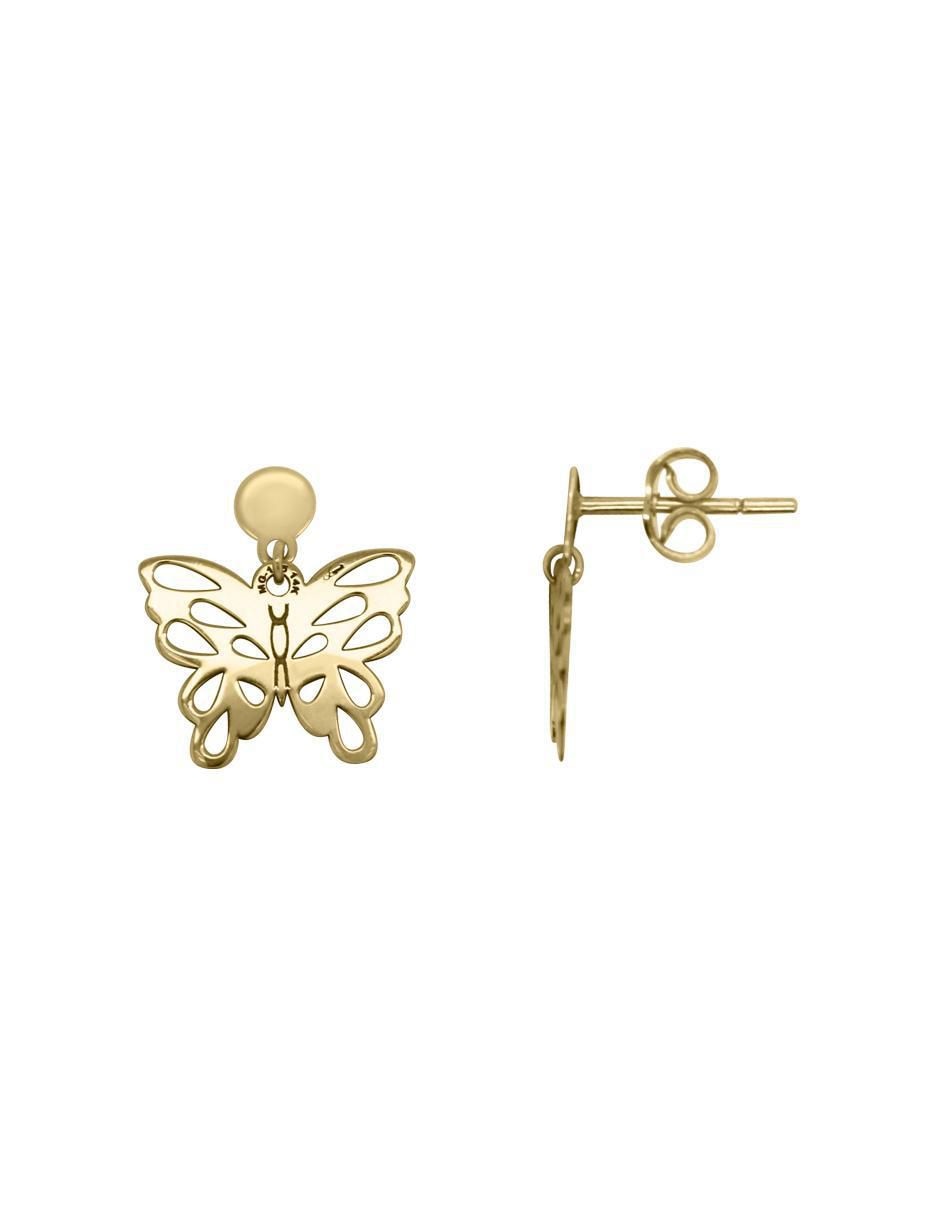 Aretes de mariposa de oro amarillo 14 K con acabado brillante 2