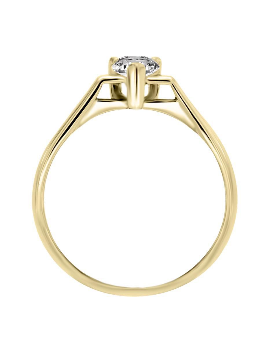 Solitario 14 k Cuare diamante 4