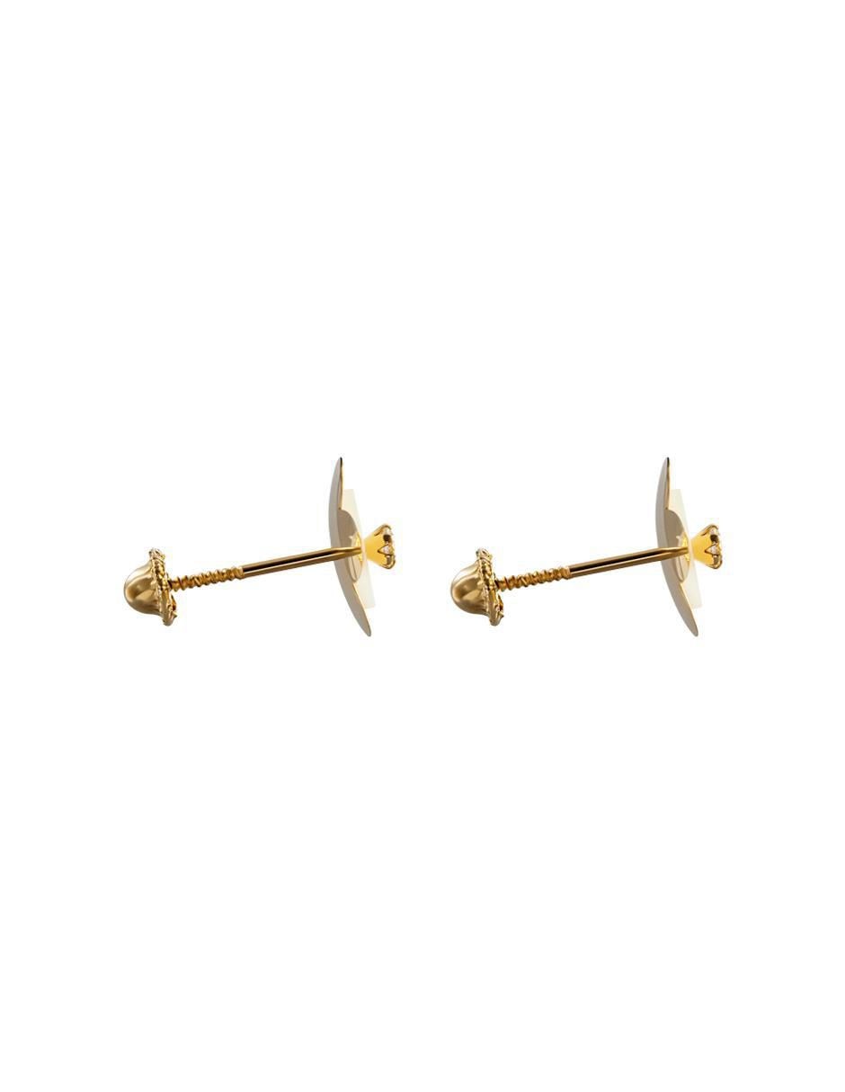 Broqueles de flor de oro amarillo 14 K con acabado espejo