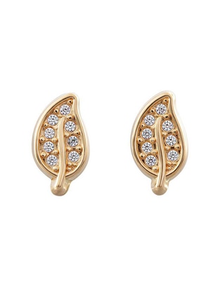 Broqueles de hoja de oro amarillo 14 K con acabado espejo