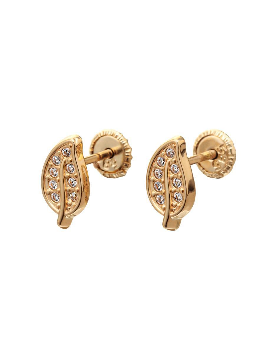 Broqueles de hoja de oro amarillo 14 K con acabado espejo