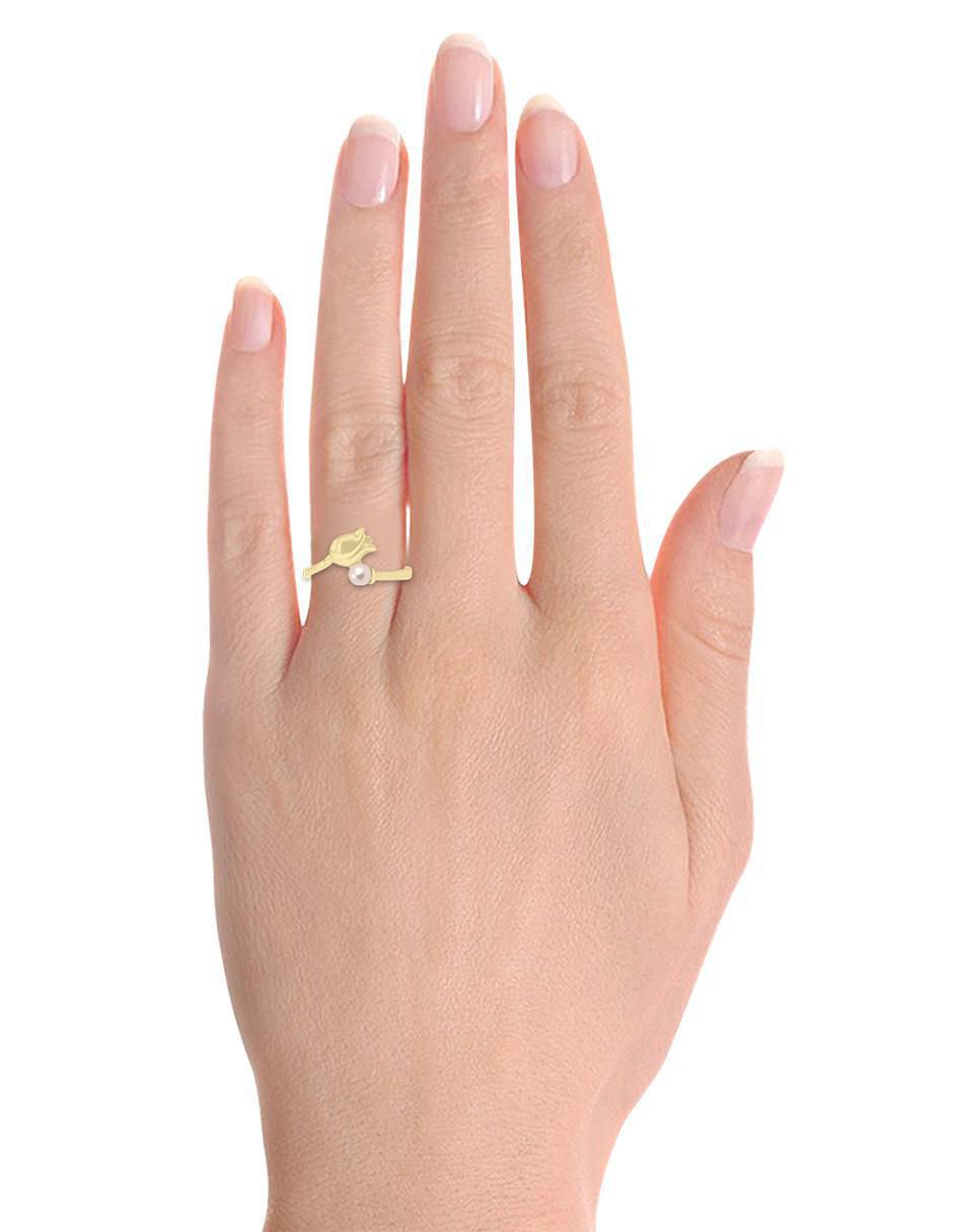 Anillo Tulipán 14 k de oro perla lustre