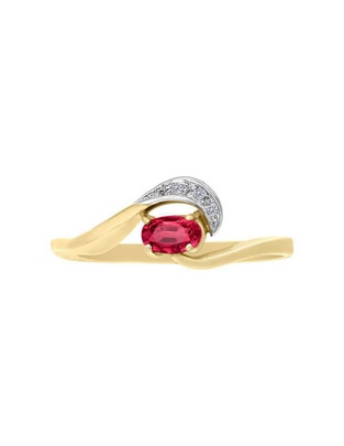 Anillo Loris 14 k de oro rubí y diamante pavé Anillo Loris 14 k de oro rubí y diamante pavé