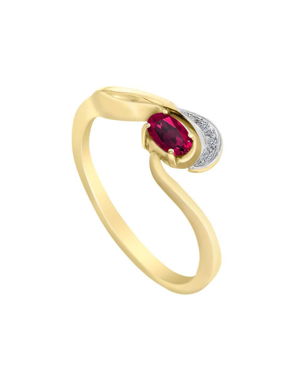 Anillo Loris 14 k de oro rubí y diamante pavé 5