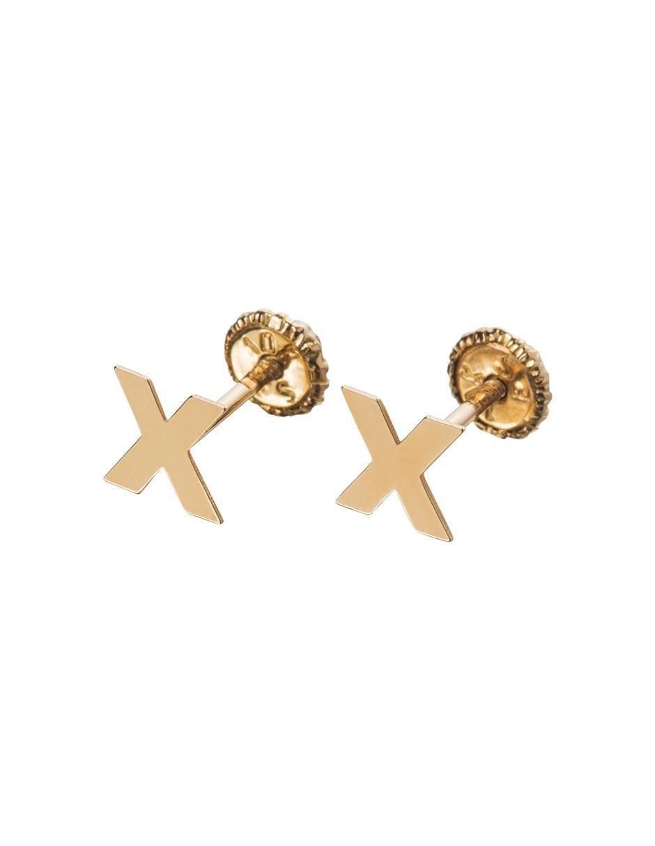 Broqueles de letra x de oro amarillo 14 K con acabado espejo