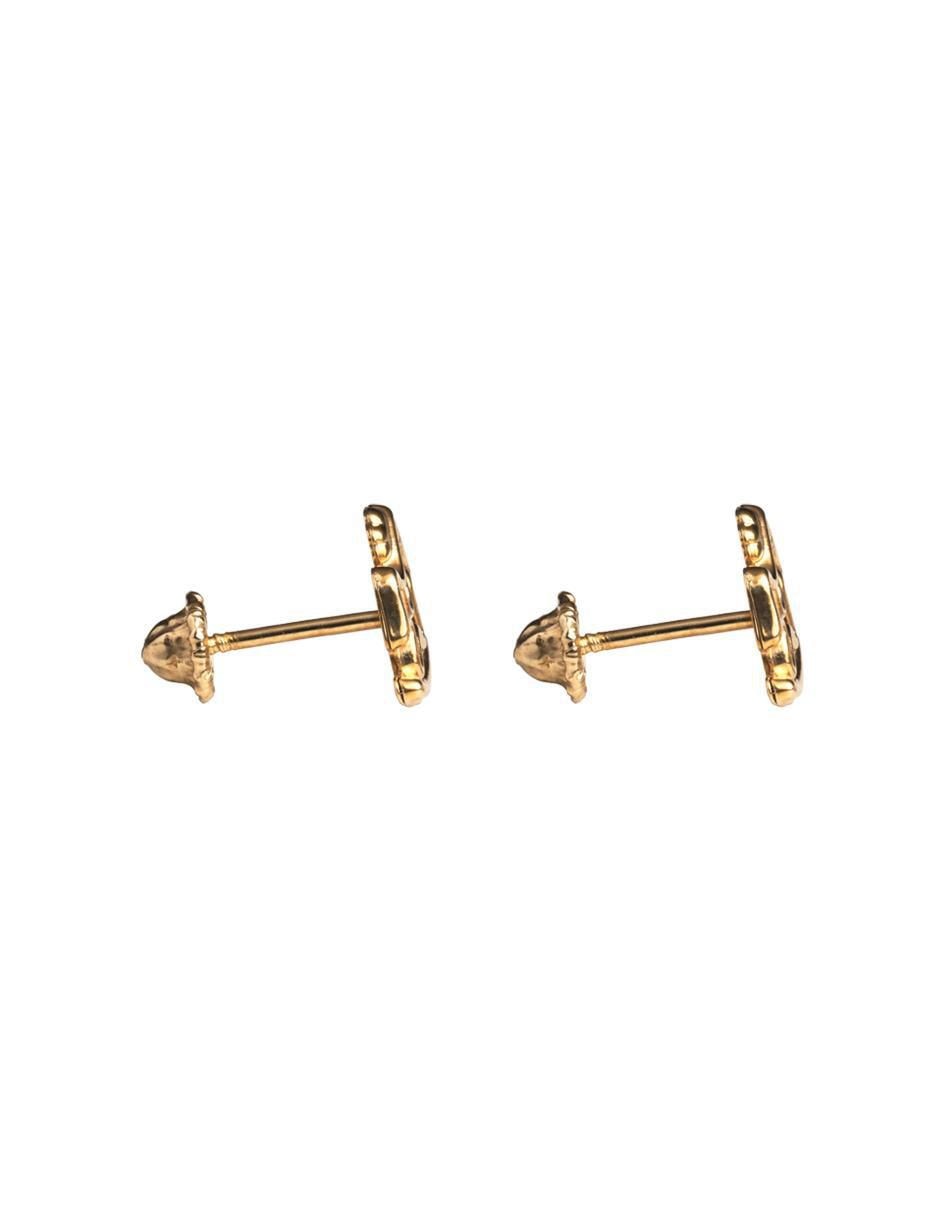 Broqueles de caballo de oro amarillo 14 K con acabado espejo madre perla