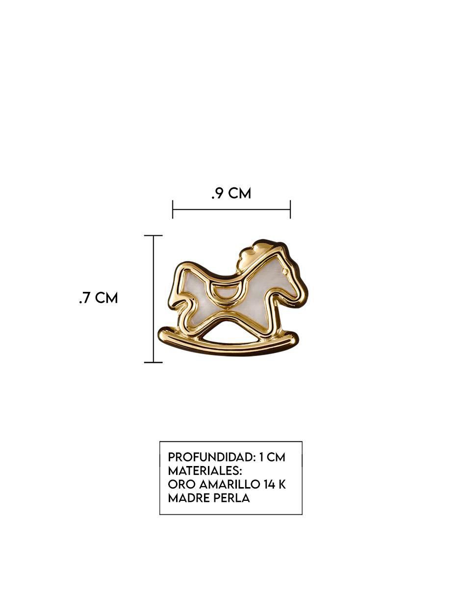 Broqueles de caballo de oro amarillo 14 K con acabado espejo madre perla 5