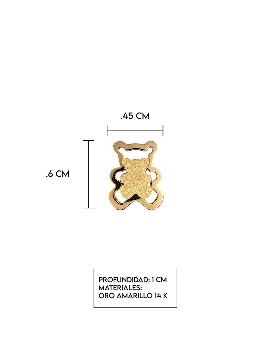 Broqueles de oso de oro amarillo 14 K con acabado espejo 5