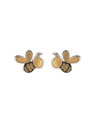 Broqueles de abeja Exclusiva de oro amarillo 14 K con acabado espejo