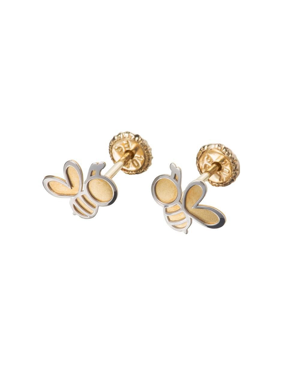 Broqueles de abeja Exclusiva de oro amarillo 14 K con acabado espejo