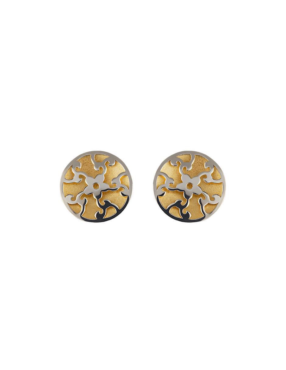 Broqueles de flor de oro amarillo 14 K con acabado espejo