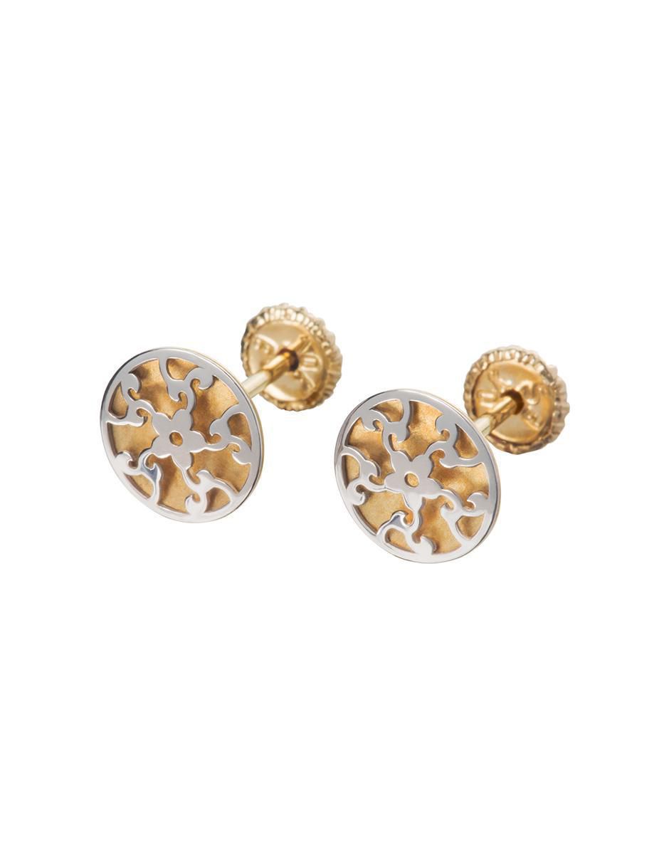 Broqueles de flor de oro amarillo 14 K con acabado espejo