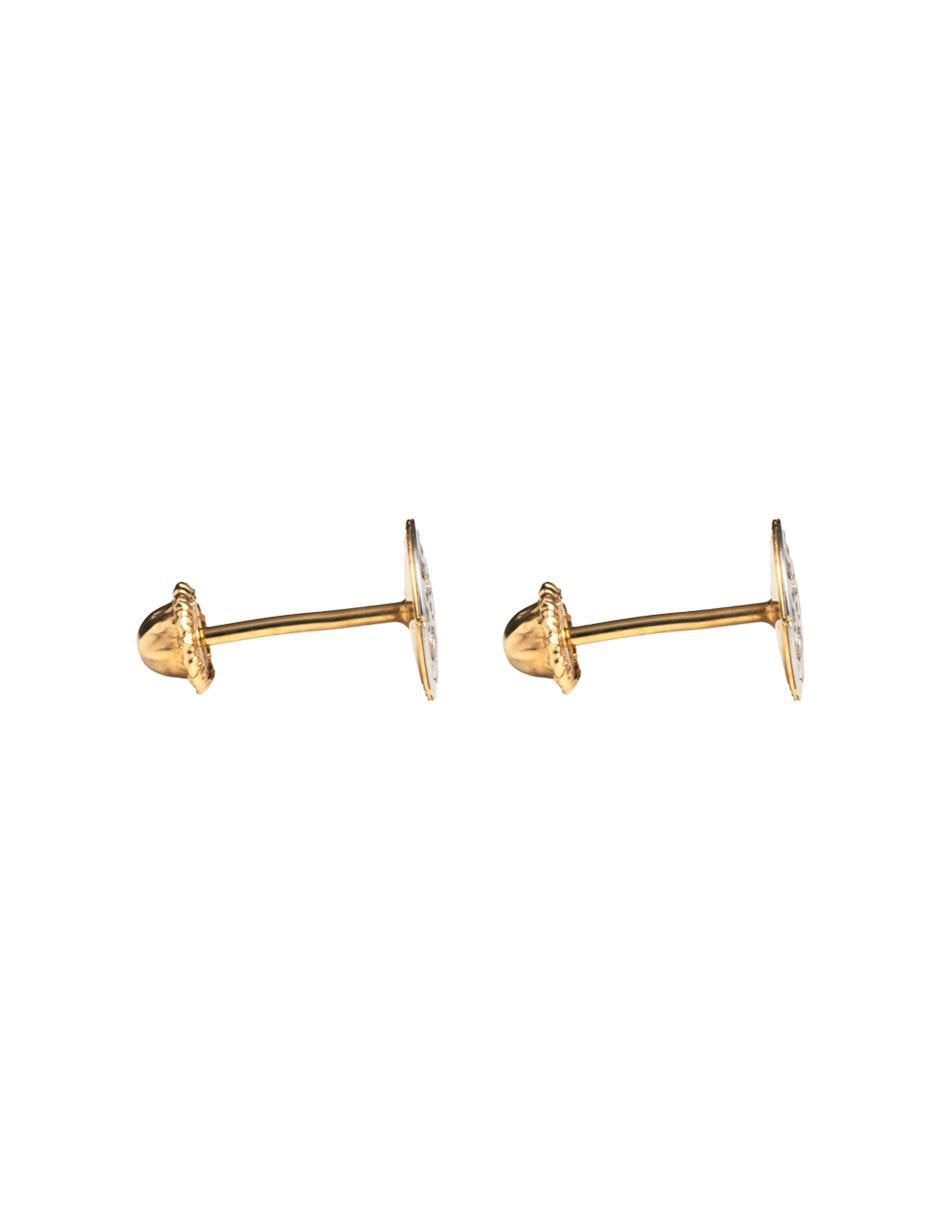 Broqueles de flor de oro amarillo 14 K con acabado espejo