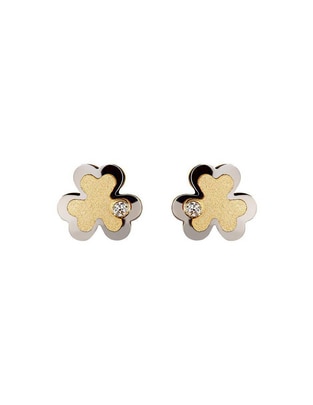 Broqueles de flor de oro amarillo 14 K con acabado espejo