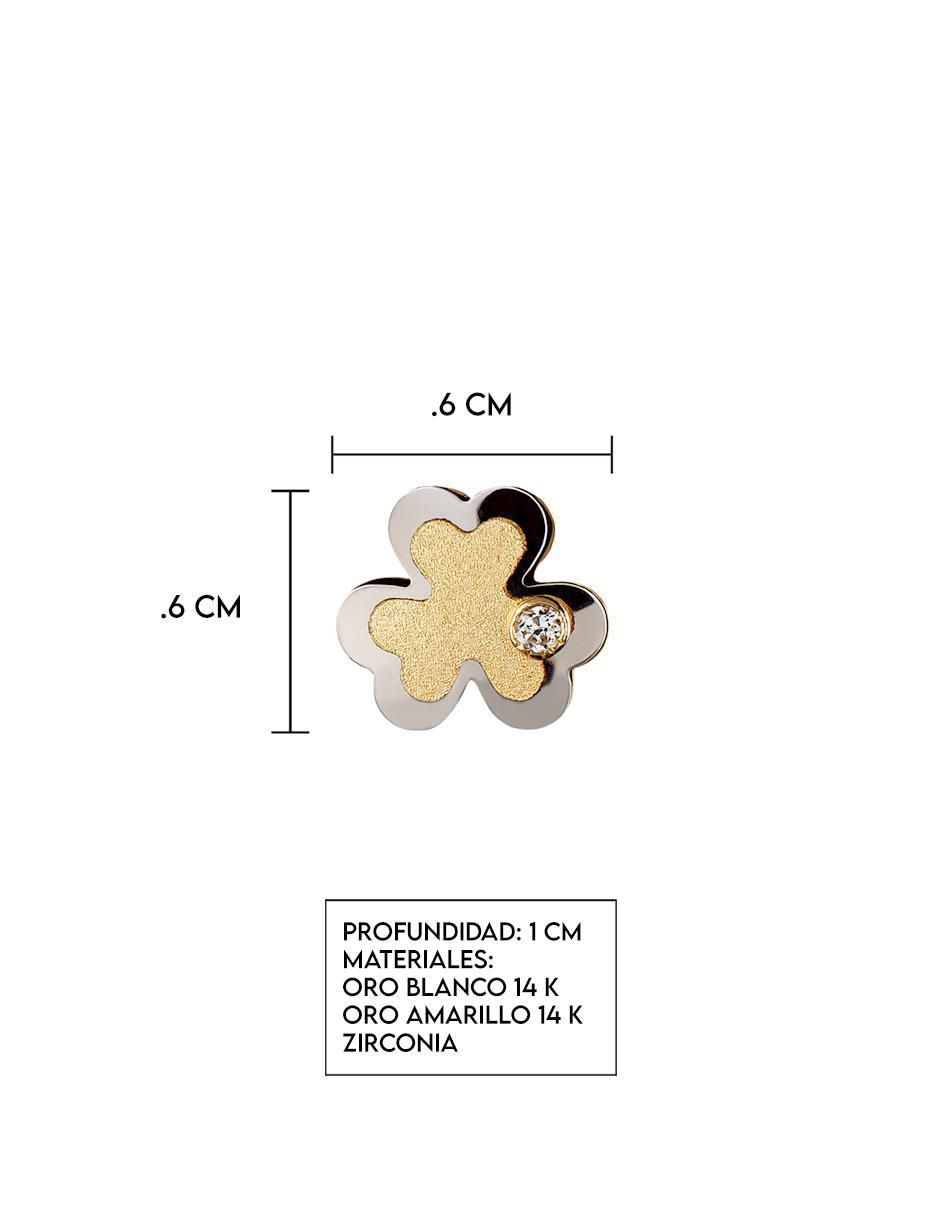 Broqueles de flor de oro amarillo 14 K con acabado espejo 5