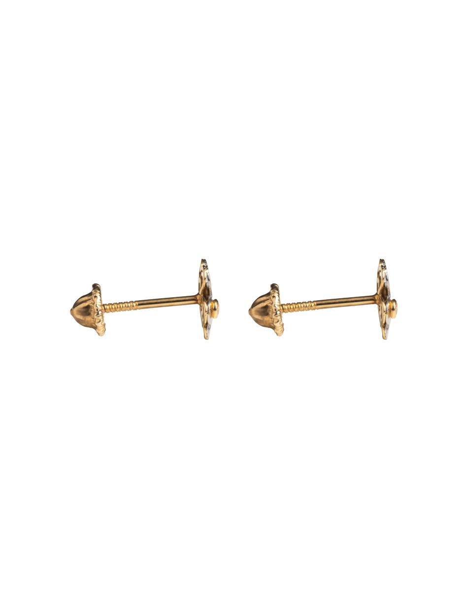 Broqueles de flor de oro amarillo 14 K con acabado espejo