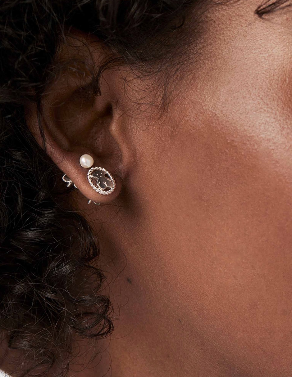 Aretes de oso de plata P 925 con acabado plateado 9