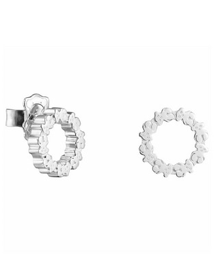 Aretes redondos Straight de plata P 925 con acabado plateado Aretes redondos Straight de plata P 925 con acabado plateado