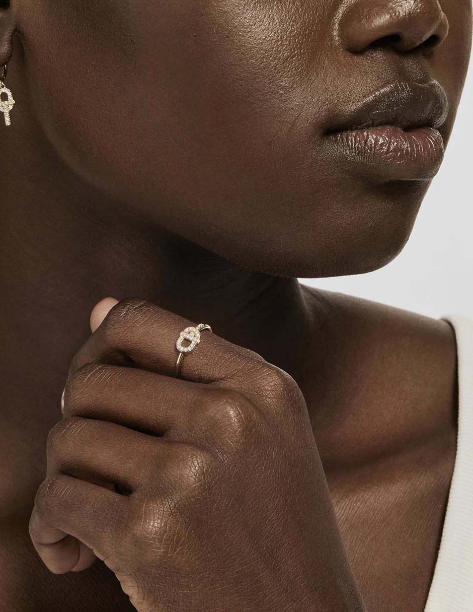 Anillo redondo Manifesto 18 k de oro diamante pavé 3