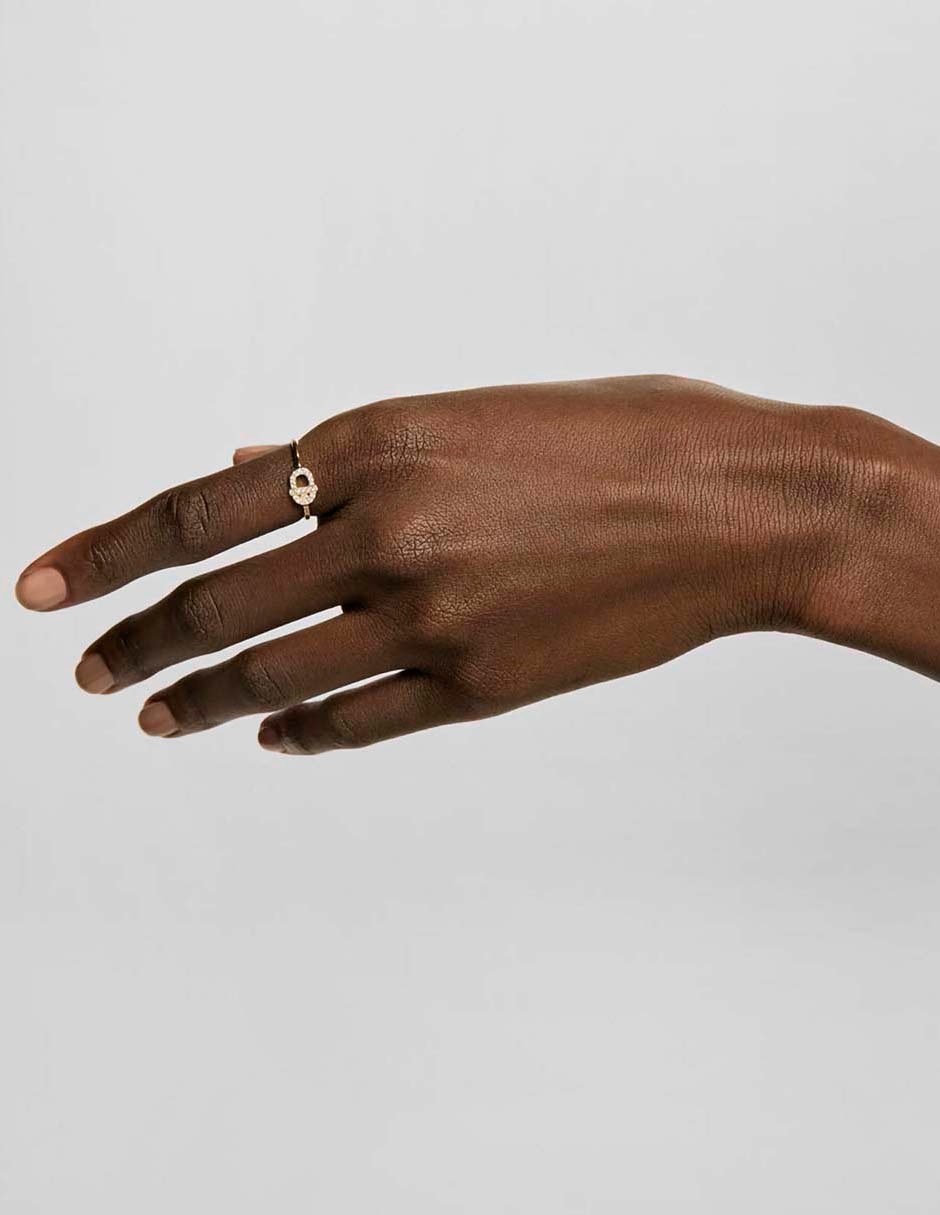 Anillo redondo Manifesto 18 k de oro diamante pavé 6
