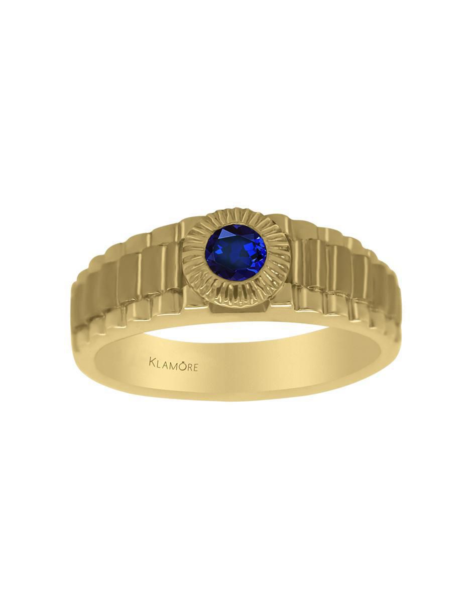 Anillo redondo Robert 14 k de oro zafiro pulido Anillo redondo Robert 14 k de oro zafiro pulido