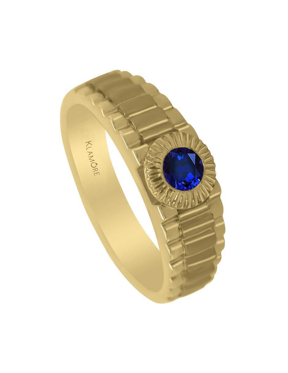 Anillo redondo Robert 14 k de oro zafiro pulido 4