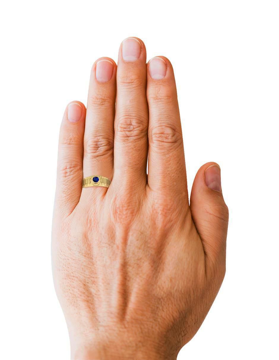 Anillo redondo Robert 14 k de oro zafiro pulido 3