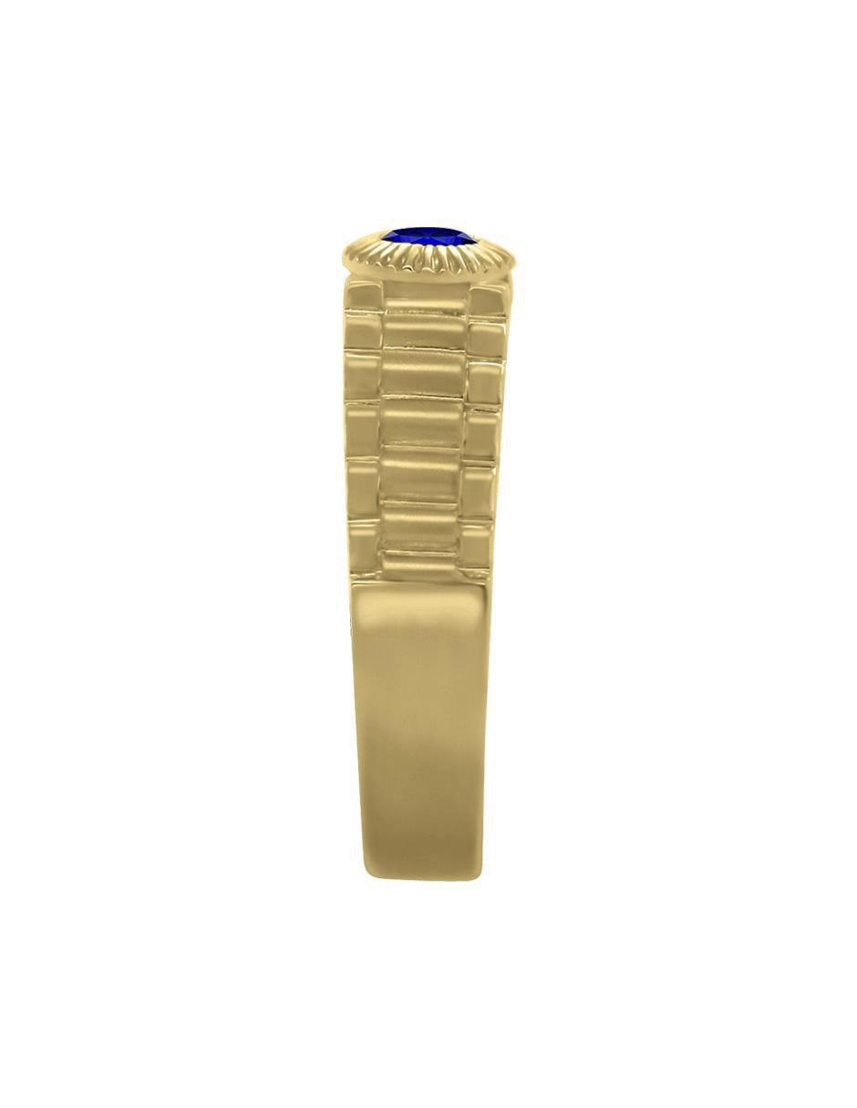 Anillo redondo Robert 14 k de oro zafiro pulido 2