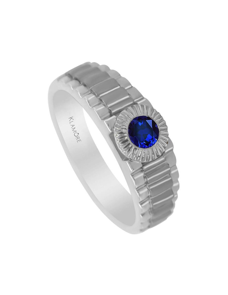 Anillo redondo Robert 14 k de oro zafiro pulido 5