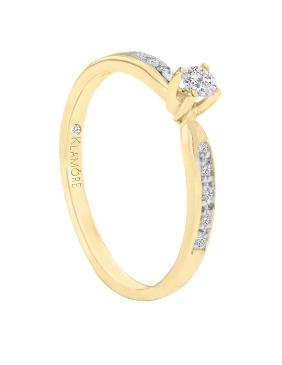 Solitario 14 k Kared diamante 4