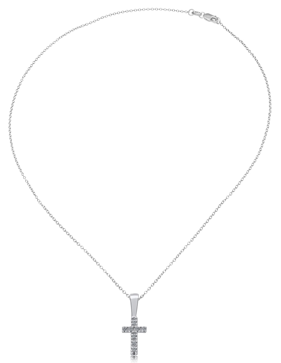 Collar de cruz Jayda de oro blanco 14 K