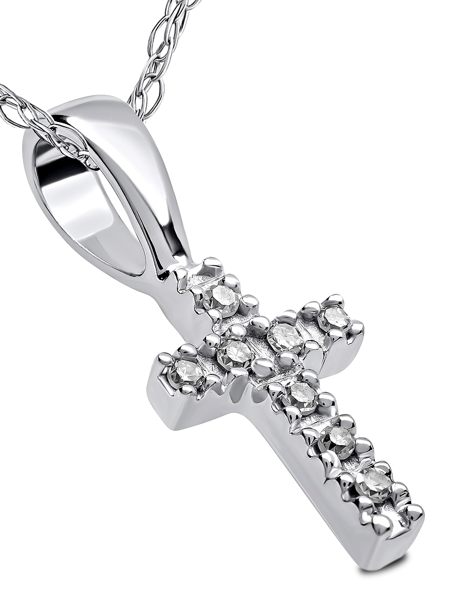 Collar de cruz Jayda de oro blanco 14 K