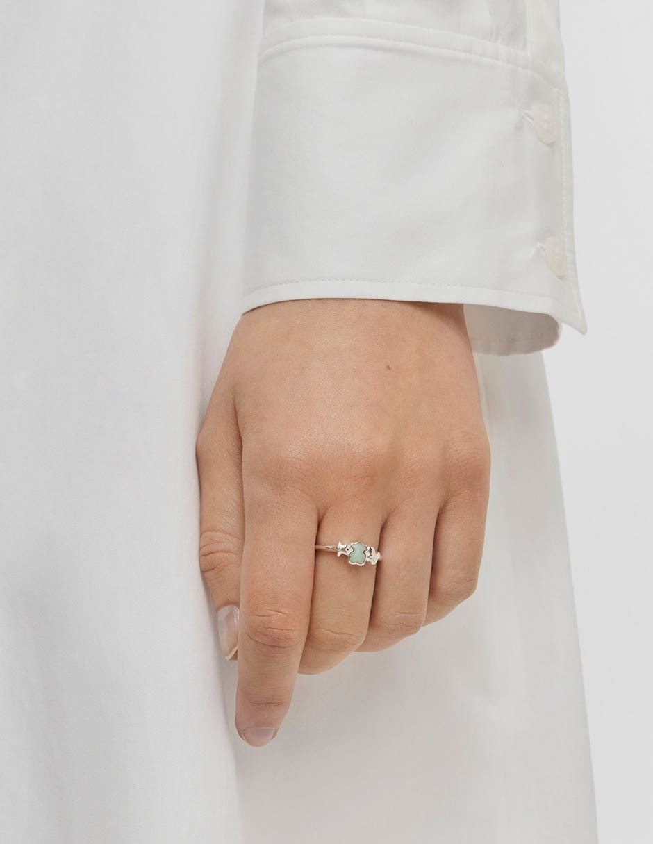 Anillo Bold Motif de plata amazonita brillante 3
