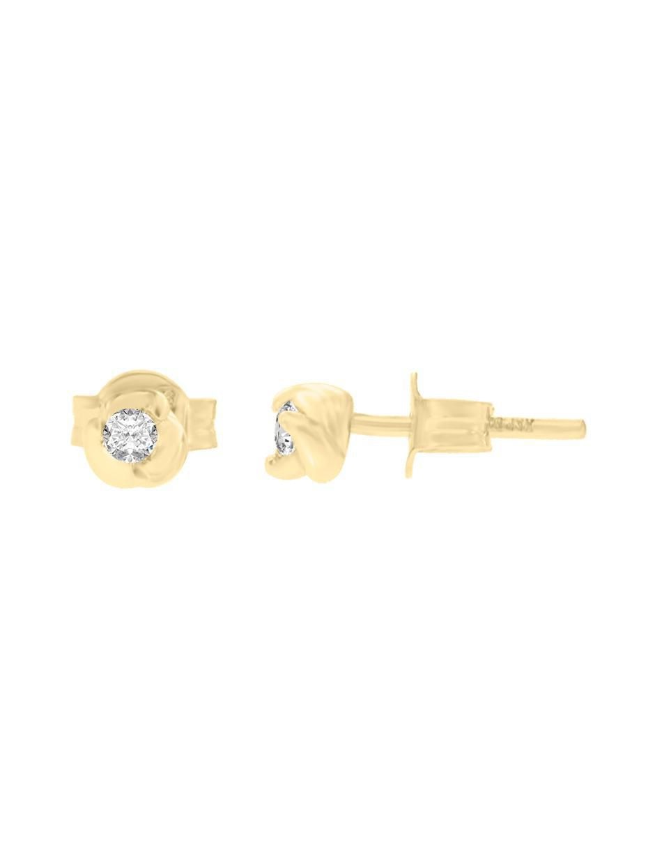 Broqueles de flor Rady de oro amarillo 14 K con acabado brillante diamante 2