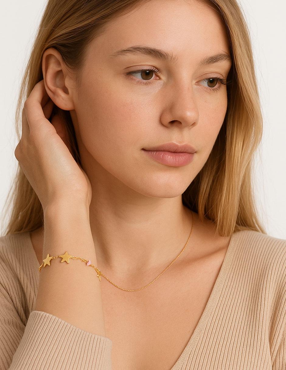 Brazalete de oro 14 k Bracelet con acabado brillante