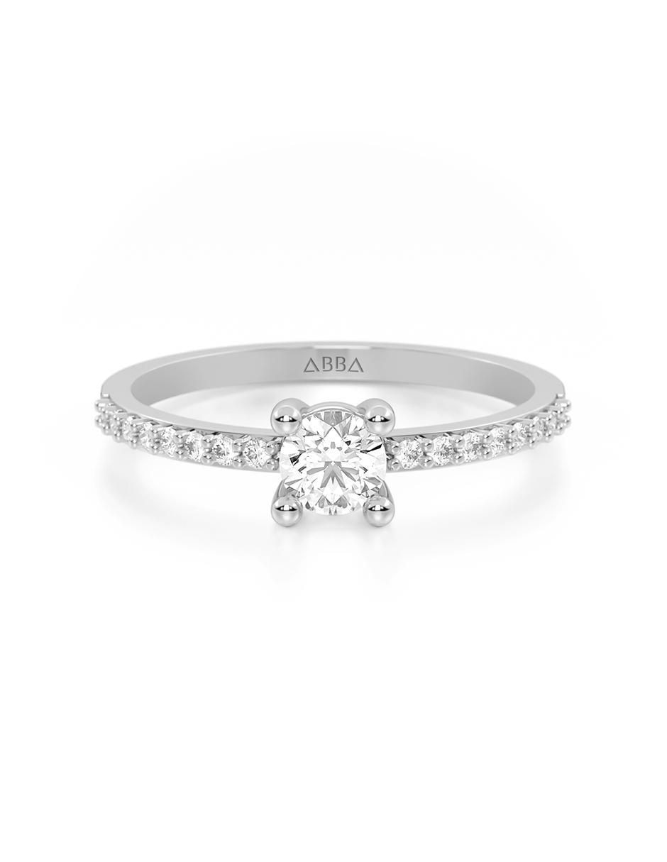 Anillo de compromiso de oro 14 k zirconia