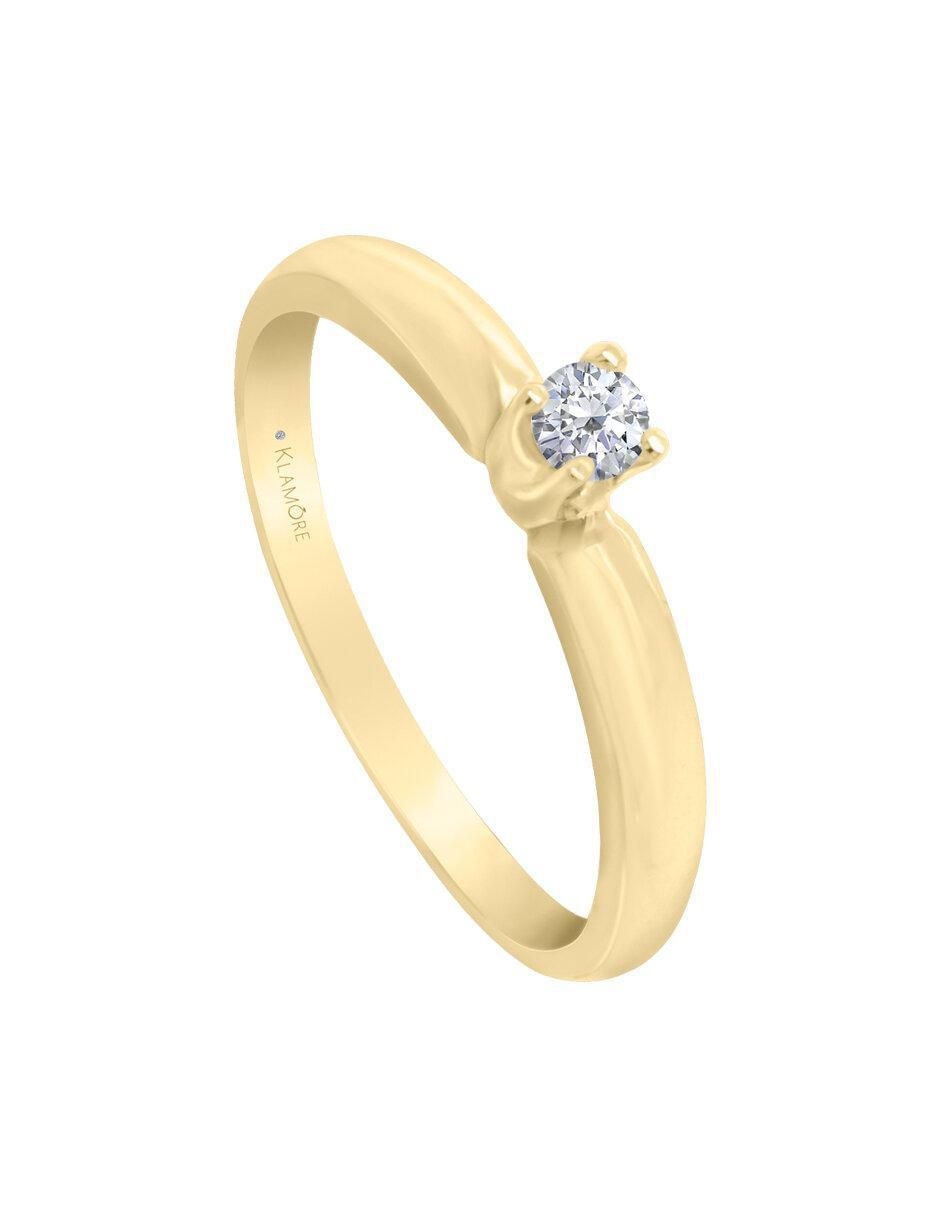 Solitario 14 k Azul diamante 4