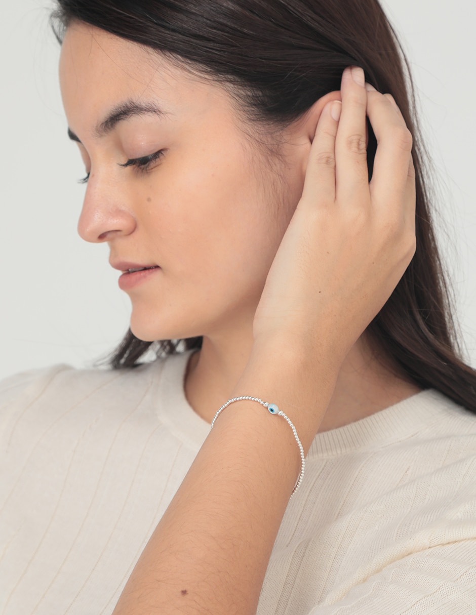 Pulsera de plata con madre perla p 925 con acabado liso Pulsera de plata con madre perla p 925 con acabado liso